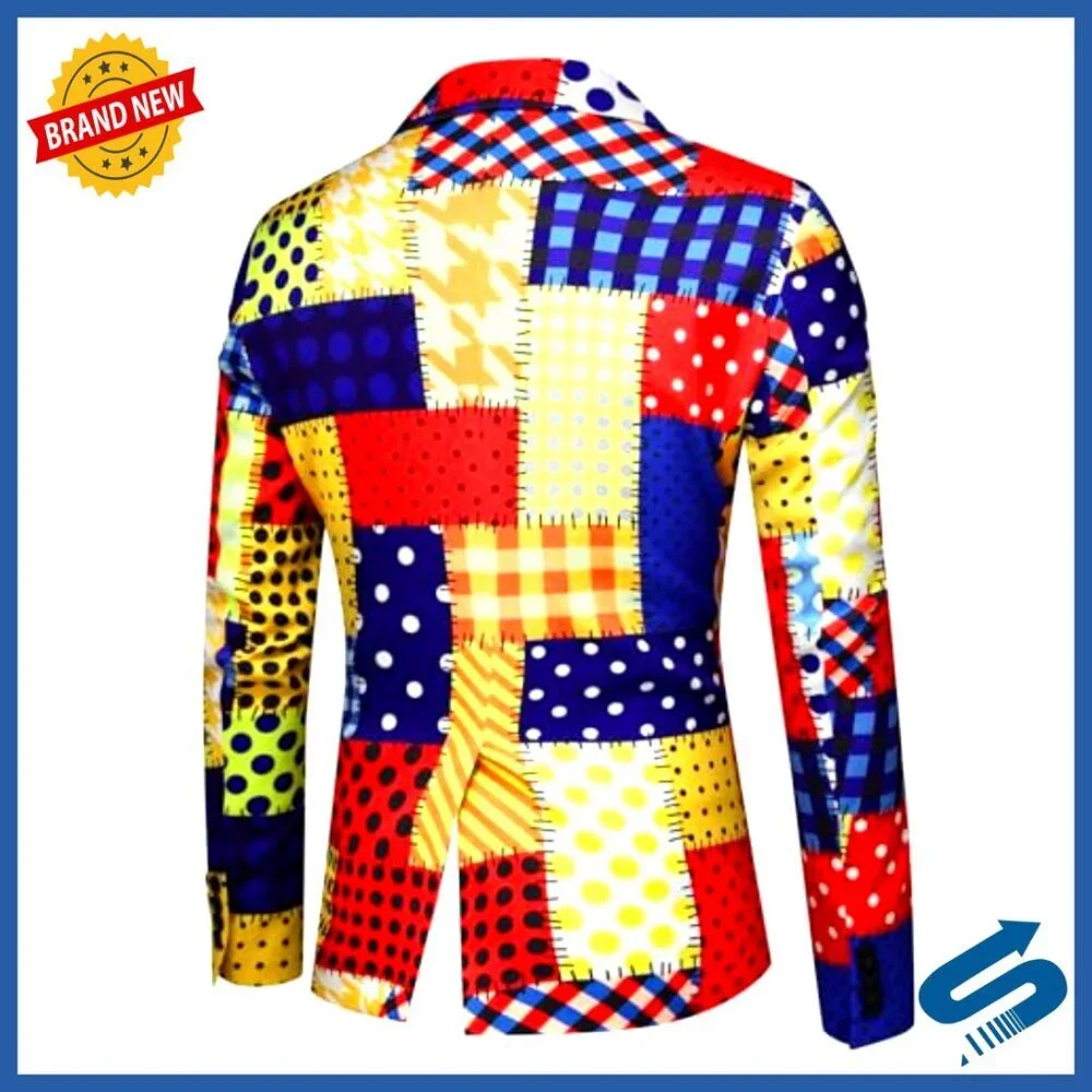 Men's Casual Blazer Sport Coat Floral Print Cotton Polyester Two Button